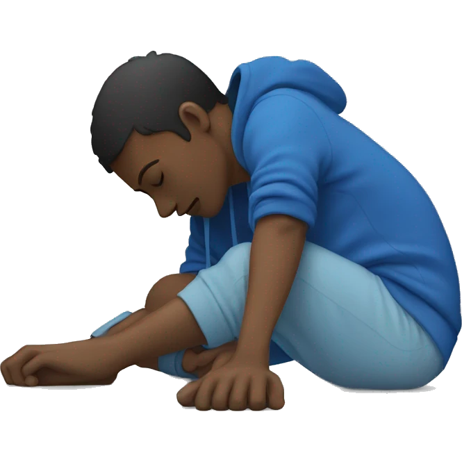 person lying on the floor facing down with a blue hoodie  emoji