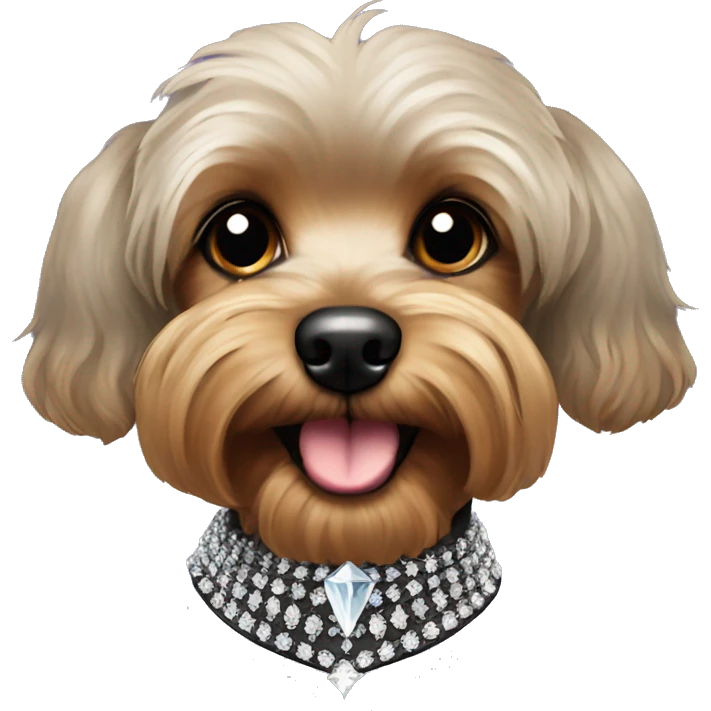 black Yorkie poodle with diamond collar  emoji