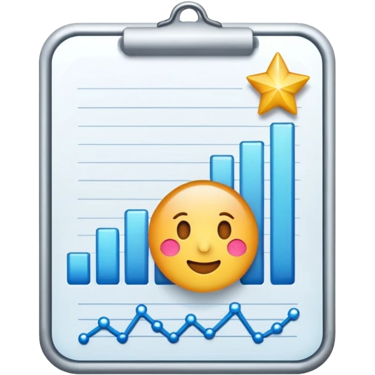 ios style emoji for report sheet consisting graph/ charts with sparkle around the report emoji