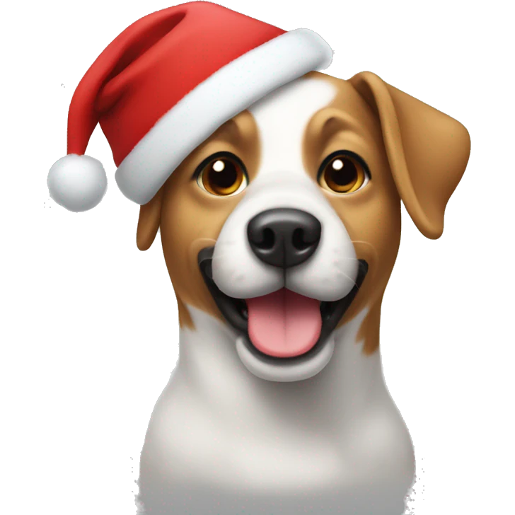 Dog wearing Christmas hat emoji
