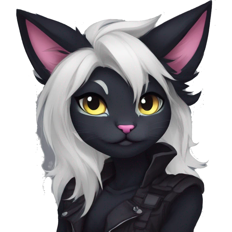 Edgy sharp anthro tomboy black cat furry by Falvie, LiLaiRa, griffsnuff, AngieWolf emoji