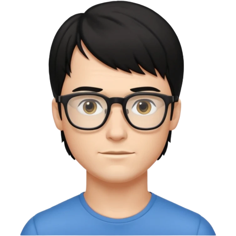 Beautiful thin guy, fair skin, glasses, and a short black mullet hairstyle, thin and muscled emoji