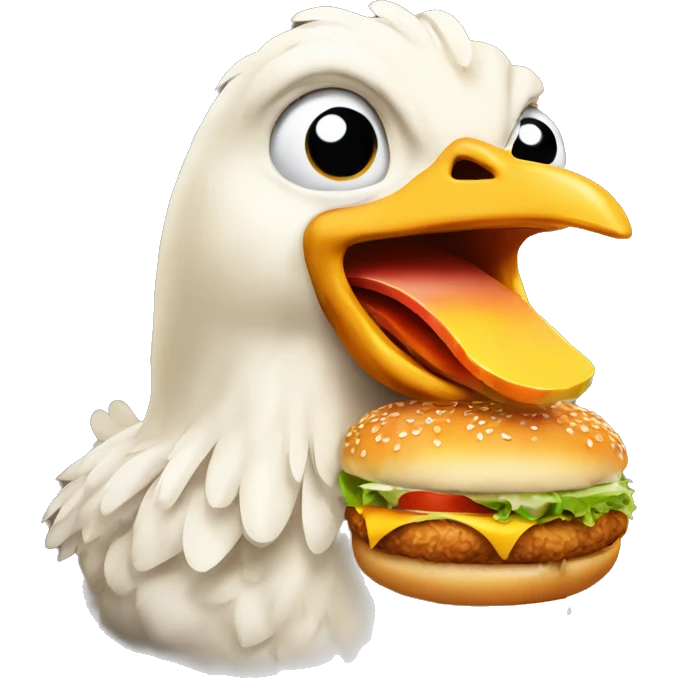 Chicken eating a Burger  emoji