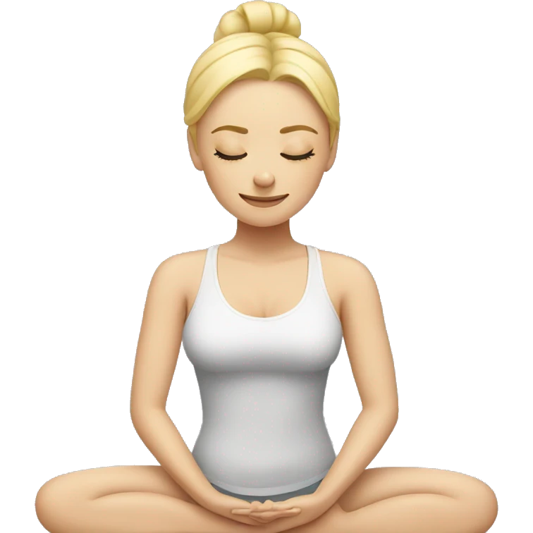 Blonde lady doing yoga with closed eyes emoji