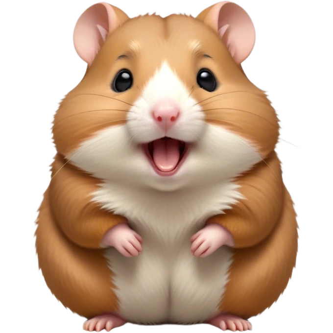 Cinematic Cute Yawning Brown Hamster Portrait Emoji, Head tilted slightly with a dramatic, wide-open yawn, showcasing a smooth, rich brown coat with tiny droopy ears, round dark eyes barely open in drowsy contentment, Simplified yet irresistibly adorable features, highly detailed, glowing with a soft, cozy glow, high shine, relaxed yet expressive, stylized with a touch of whimsy, bright and endearing, soft glowing outline, capturing the essence of a sleepy yet affectionate hamster, so drowsy it feels like it could stretch out of the screen and curl up for a nap! emoji