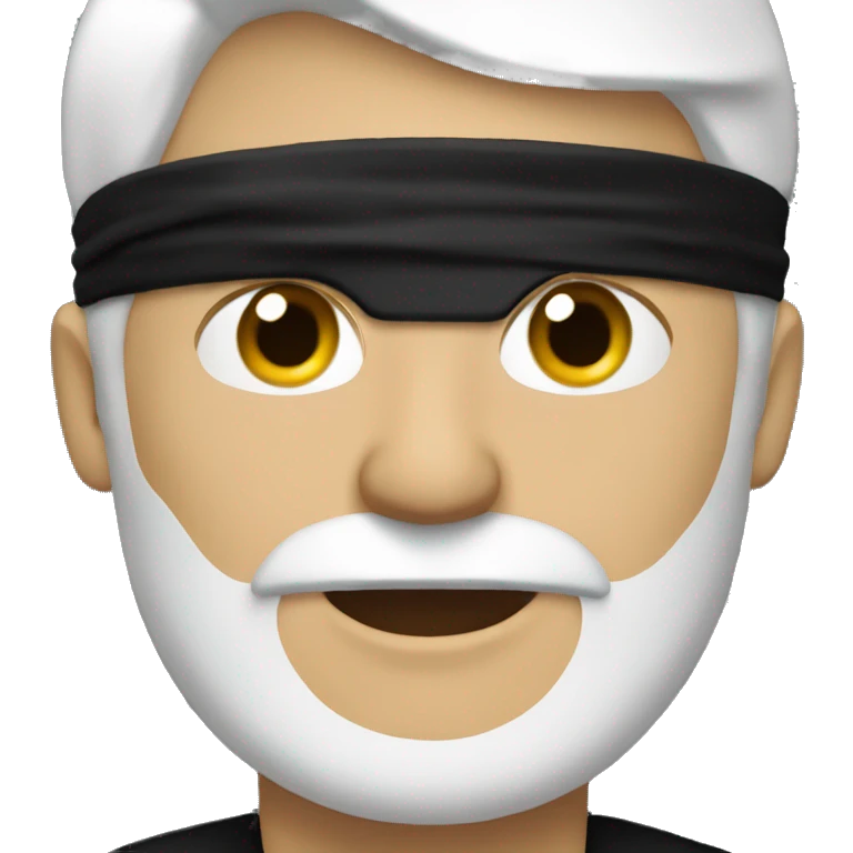 White haired man with a black blindfold  emoji