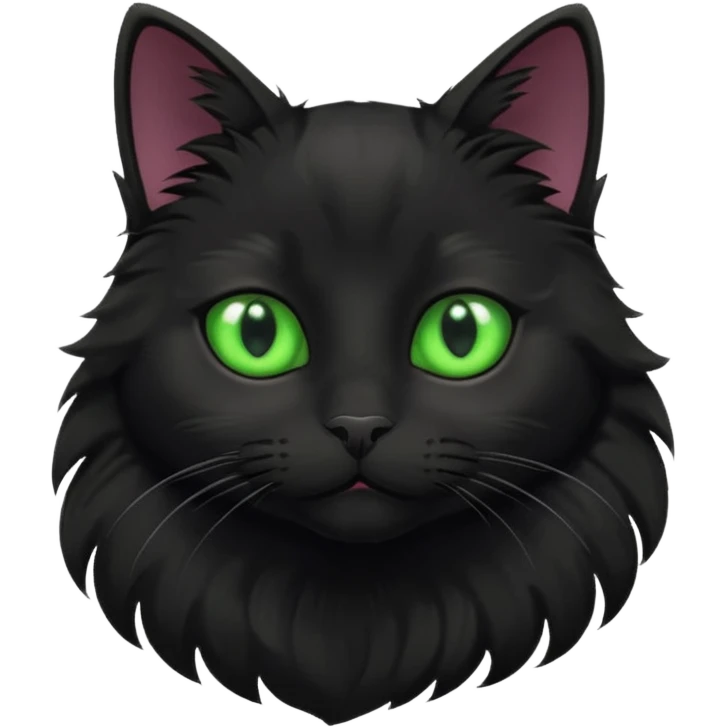 cute black cat with green eyes emoji
