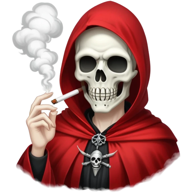 grim reaper in red cape smoking weed with loads of smoke emoji