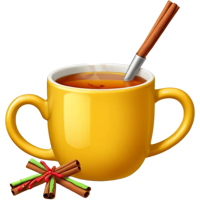 a yellow mug with steaming mulled wine without straw

 emoji
