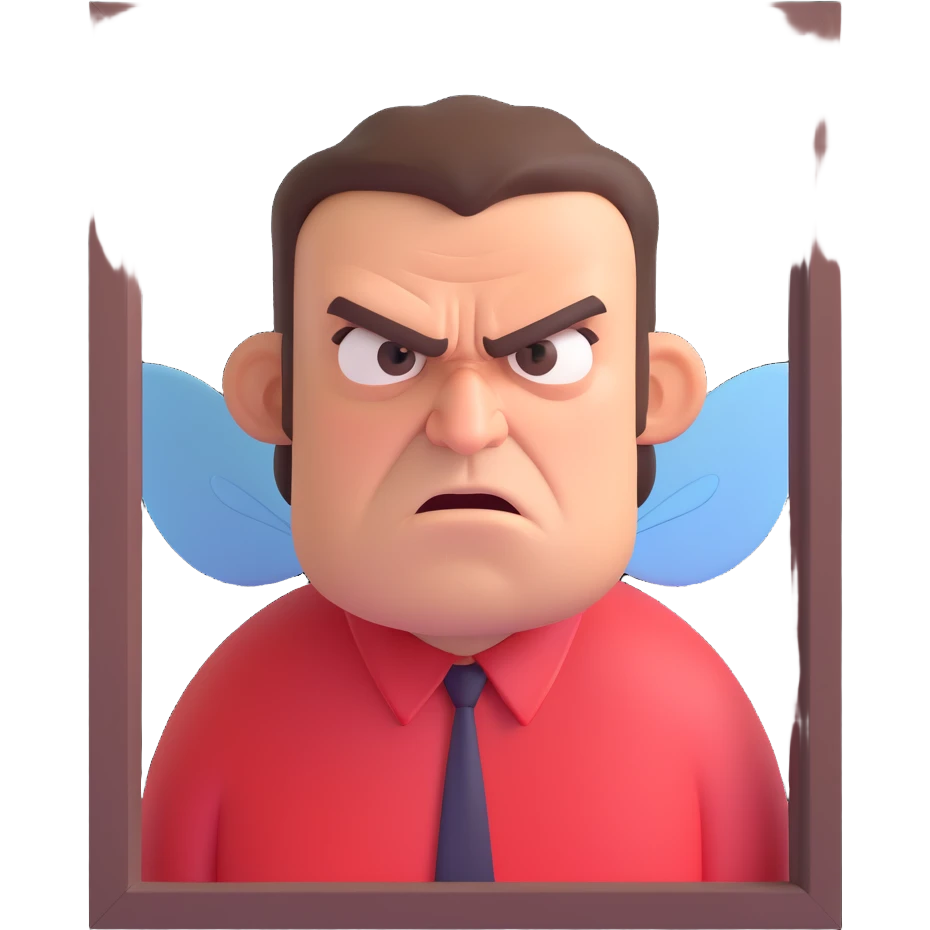 angry man, a fly on the window emoji