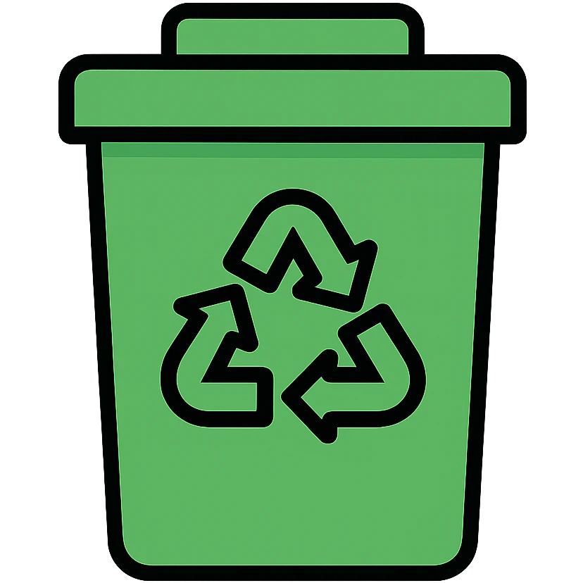 green recycling bin, simple, clear, suitable for GG emoji