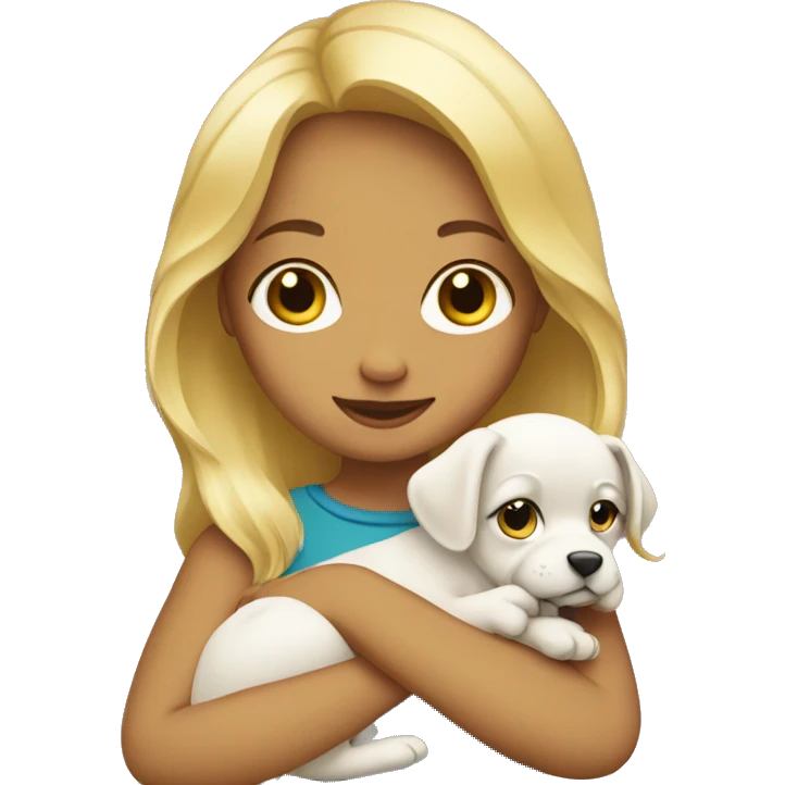 Blond girls holding puppy  emoji