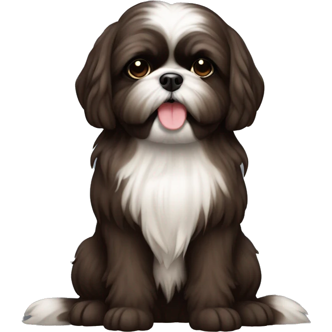Dark brown shih tuz dog emoji