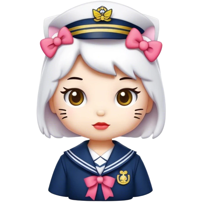 Hello kitty wearing a sailor Japanese uniform  emoji