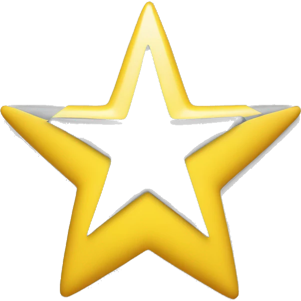 five-pointed star left half yellow and right half gray emoji