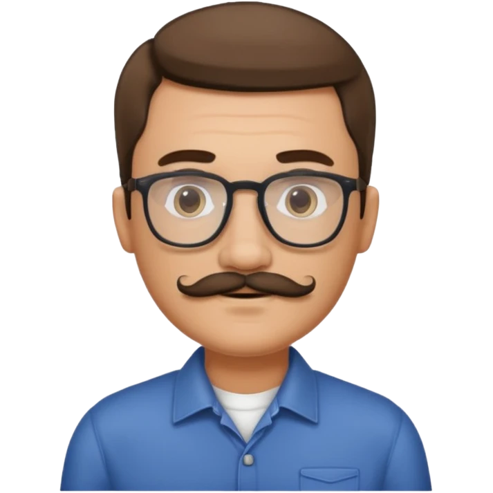 homme avec une coupe de cheveux raie au milieux lunette moustache emoji
