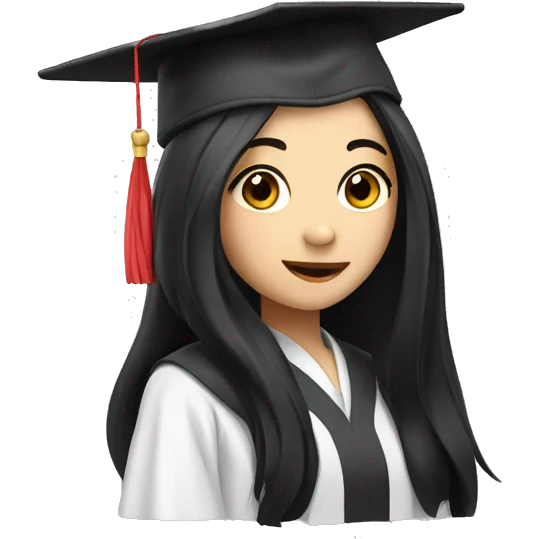 asian graduation girl with long black hair emoji