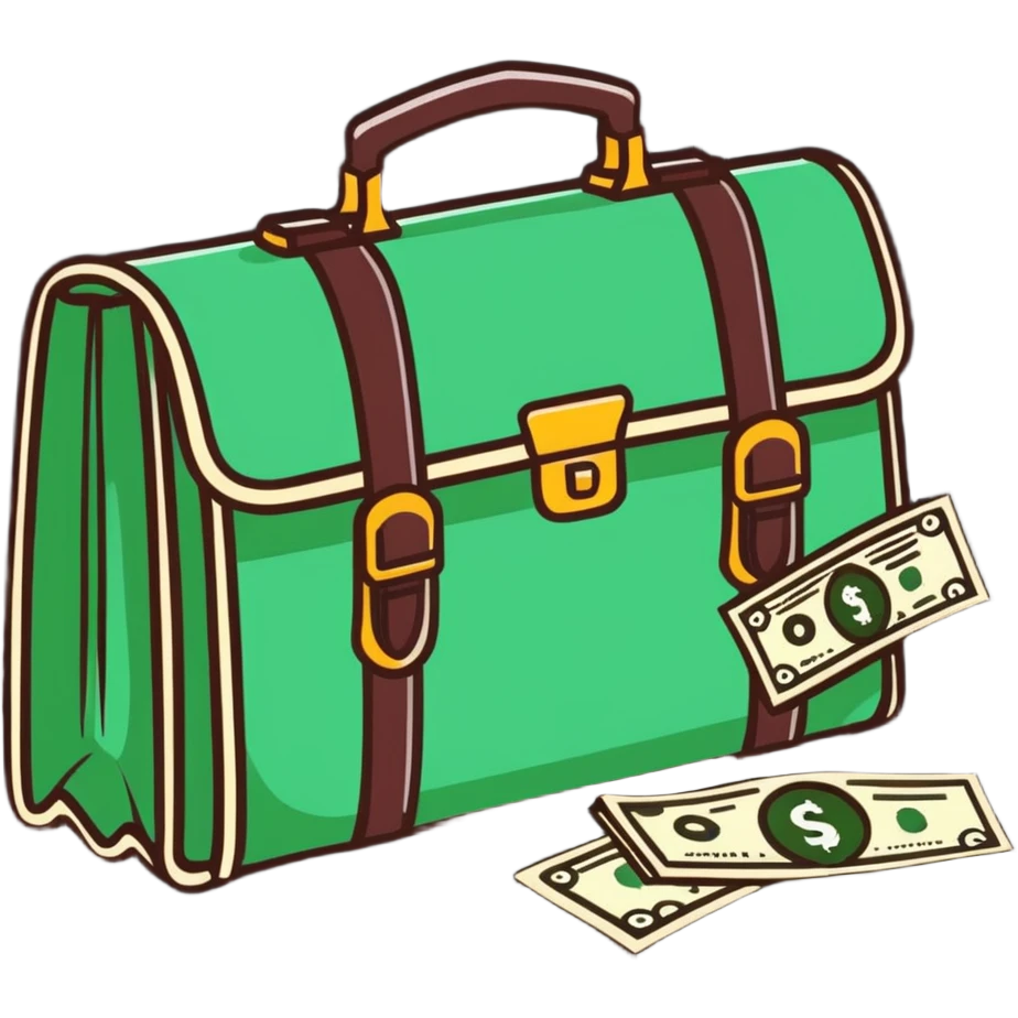 briefcase with money bills spilling out emoji
