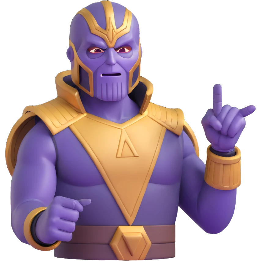 Thanos with Squid Game triangle mask pointing forward emoji
