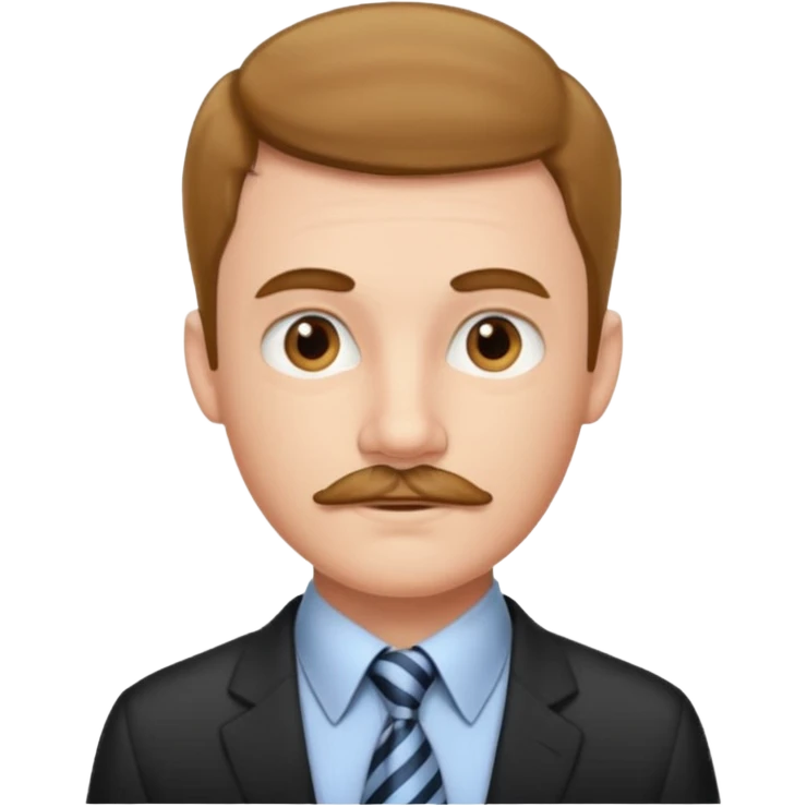 Young man with thin mustache & striped tie emoji
