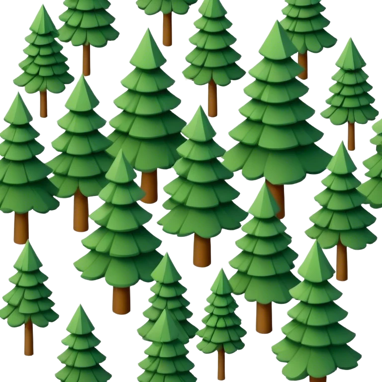 small grove 3d isometric pine trees emoji