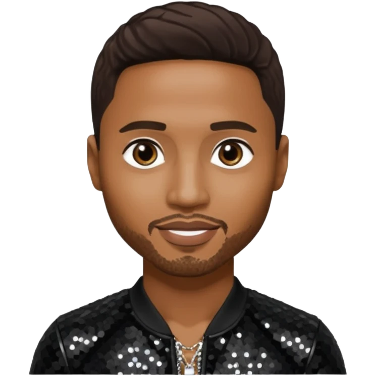 Trey Songz with dark brown hair, black sequin outfit emoji