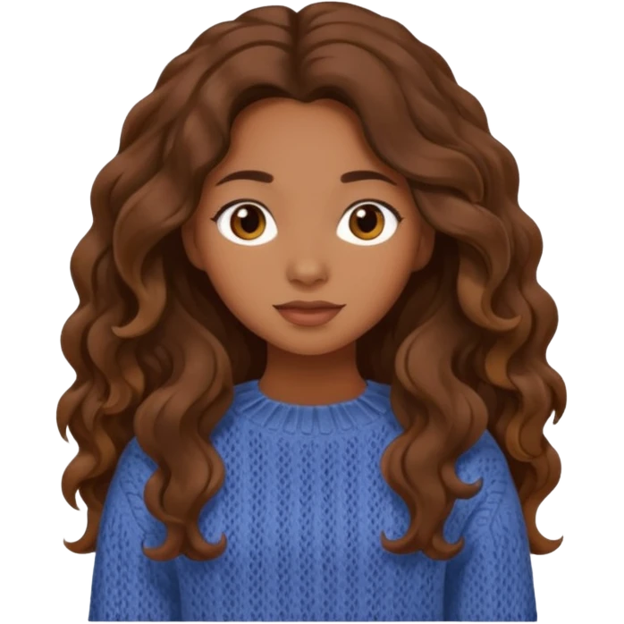 Cozy mixed girl with long wavy brown hair dressed for fall emoji