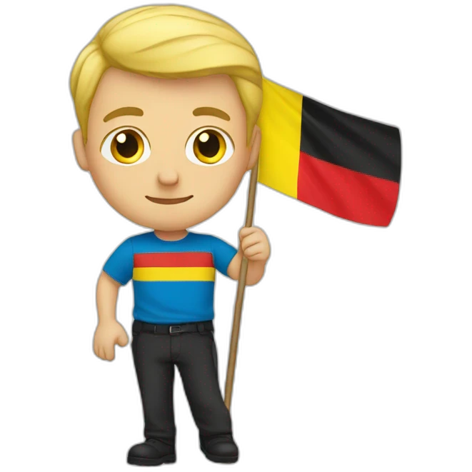 Blonde man hold the Belgian flag emoji