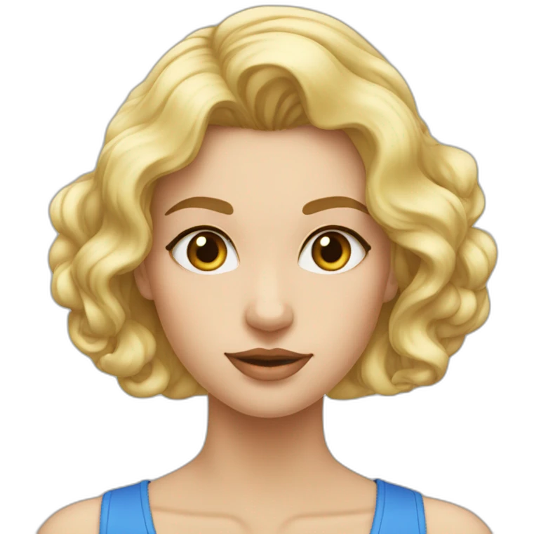 fille blonde cheveux lisse yeux bleu emoji