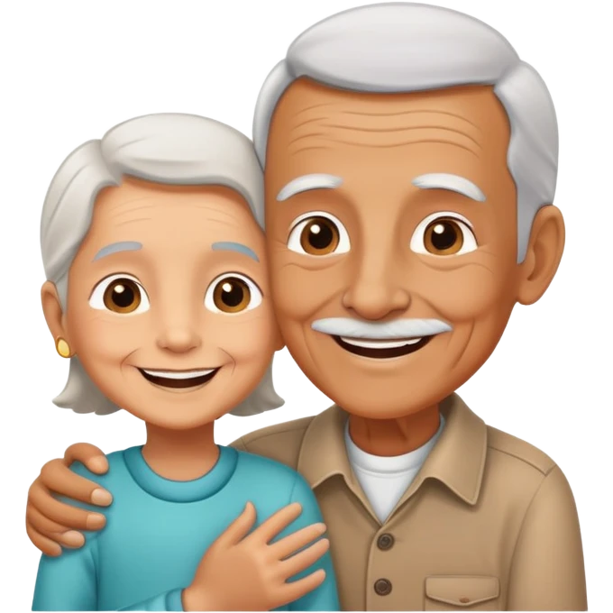 child greeting an elderly person with a smile, cheerful and respectful emoji