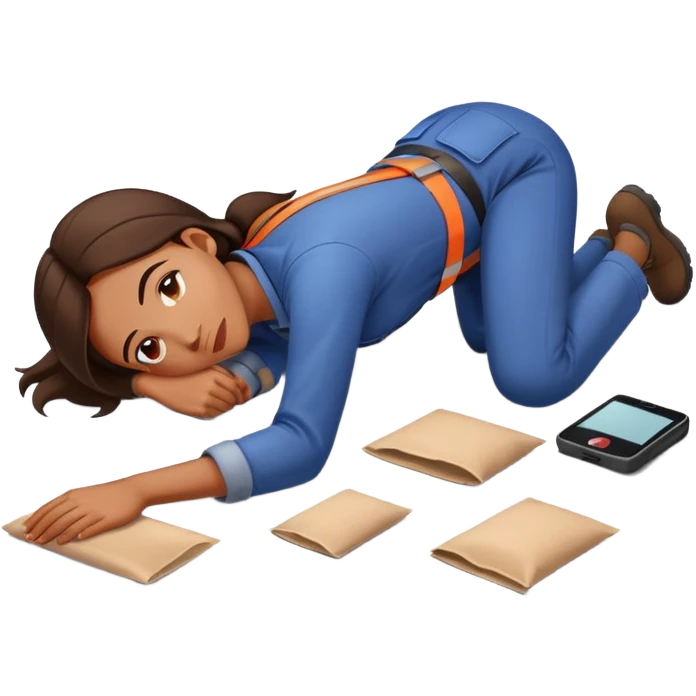 woman labour worker passed out on the floor emoji