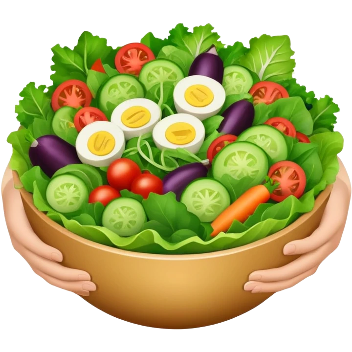 two hands holding a salad bowl emoji