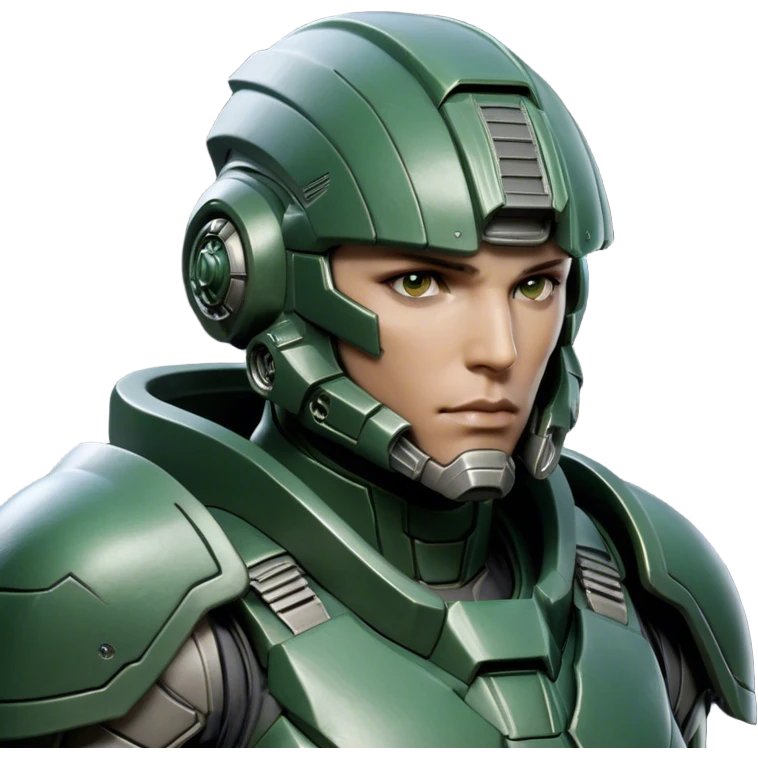 Cinematic Realistic StarCraft Terran Marine Portrait, head tilted epicly and inquisitively, showcasing a commanding presence and battle-hardened spirit. His steely gaze, set against intricately engineered tactical armor in dark green and grey, is rendered with lifelike clarity and dramatic lighting, high shine, epic and awe-inspiring, embodying the futuristic valor of a Terran warrior. emoji