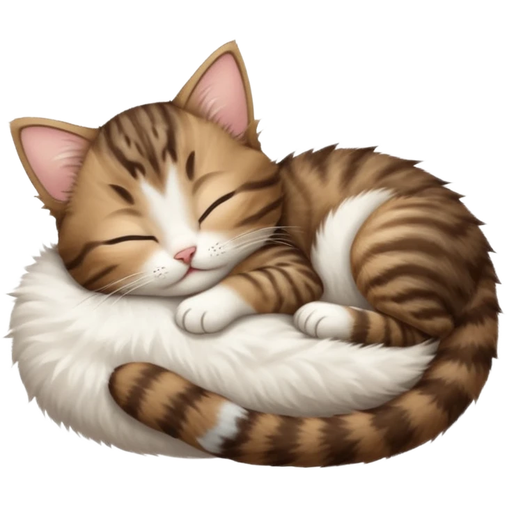dark brown tabby and white kitten sleeping upside down on its back emoji