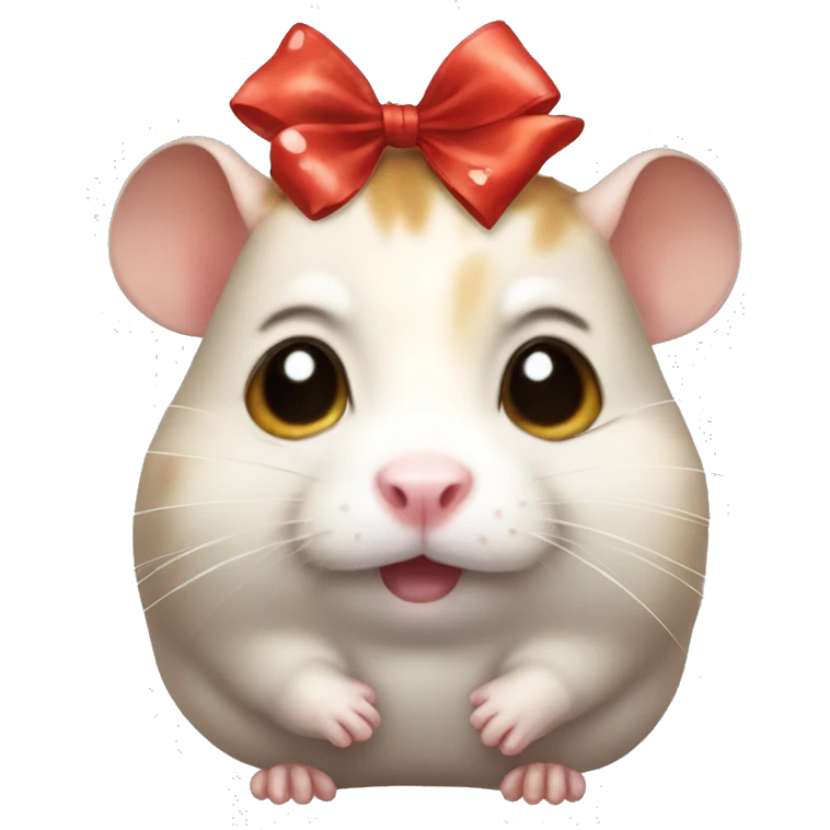 Crying Hamster with bow on head emoji