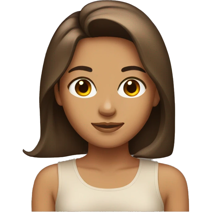 Brunette tan with brown eyes emoji