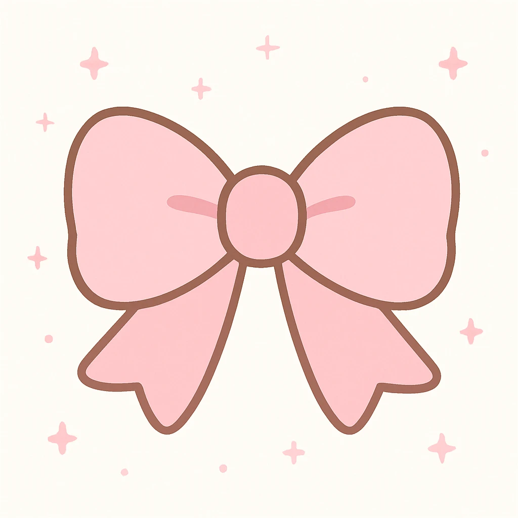 aesthetic pink bow, cute and trendy, soft pink, minimal details emoji