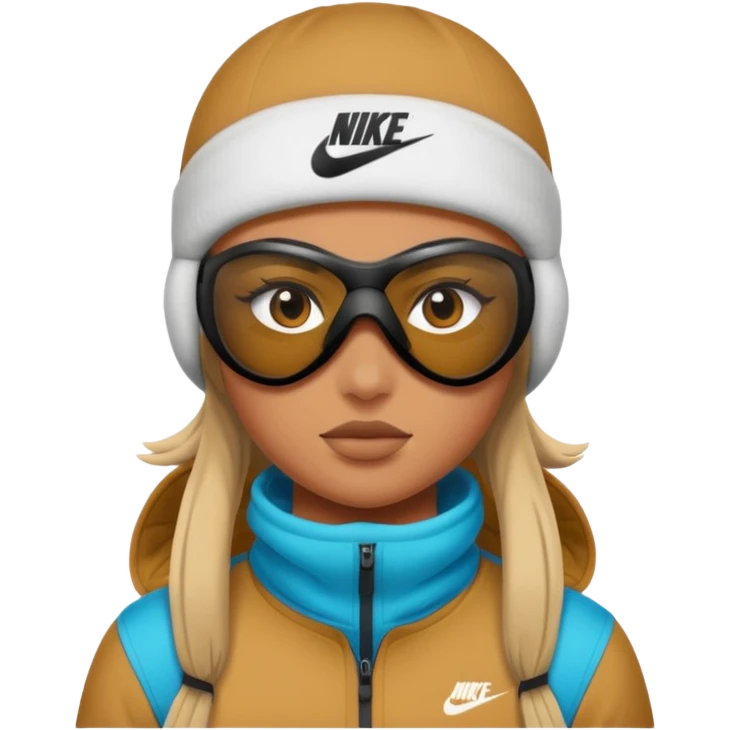 tan girl with nike ski mask on  emoji