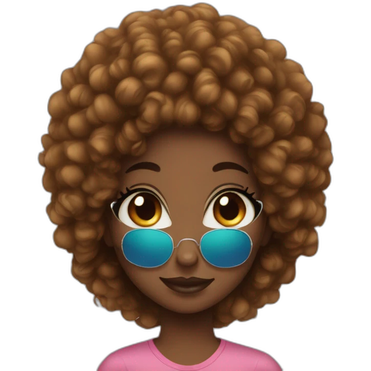 Fille noire avec des cheveux afro  jolie emoji