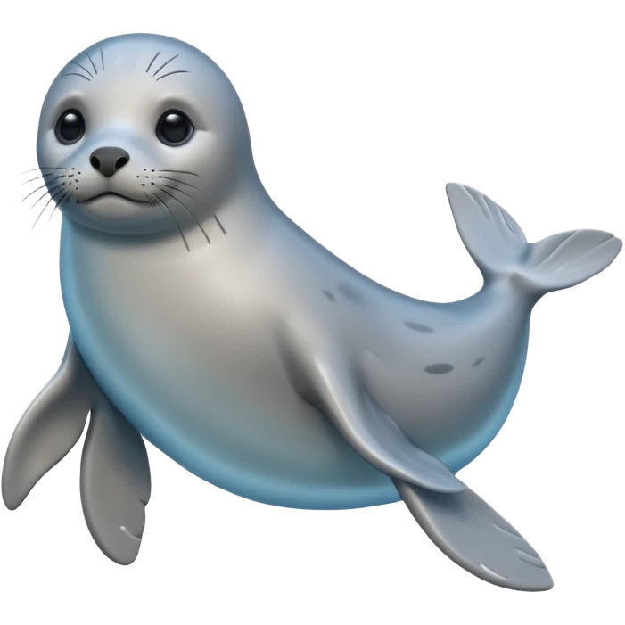 A 3D cartoon seal swimming with visible flippers, calm blue water, soft sunlight, Memoji-style realism. emoji