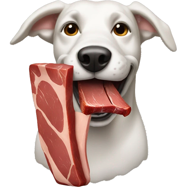 dog eating a steak emoji