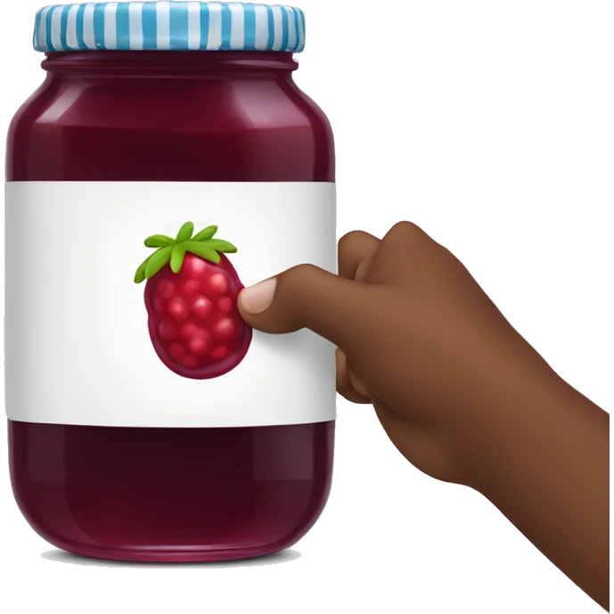 Jar of jam with hand grabbing the jelly  emoji