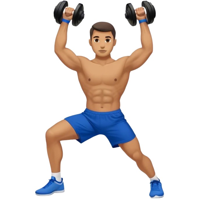 blue shorts man doing kettlebell swings emoji