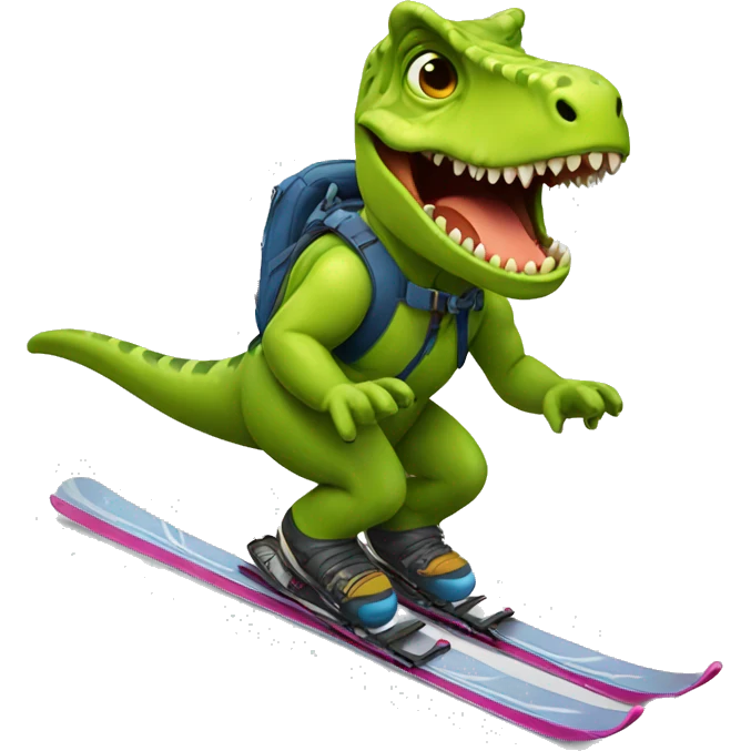dino skiing emoji