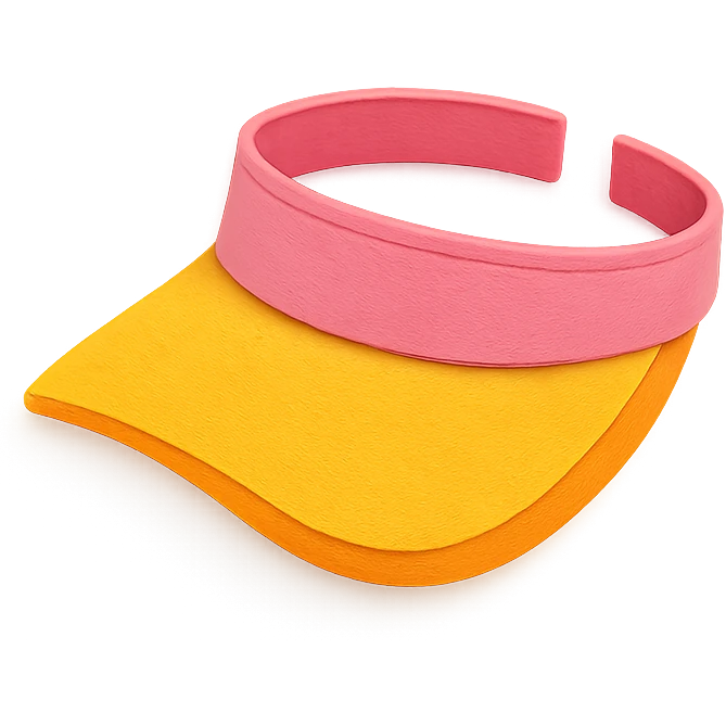 playful and bright sun visor on a white background in paper-craft style emoji