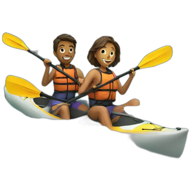 two friends kayaking in a river emoji