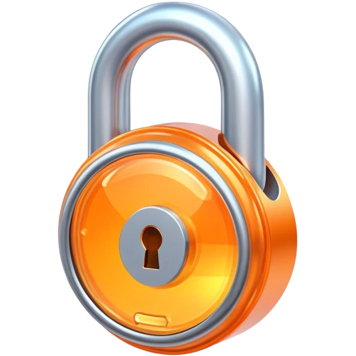 Holographic and glassmorphic light orange lock emoji