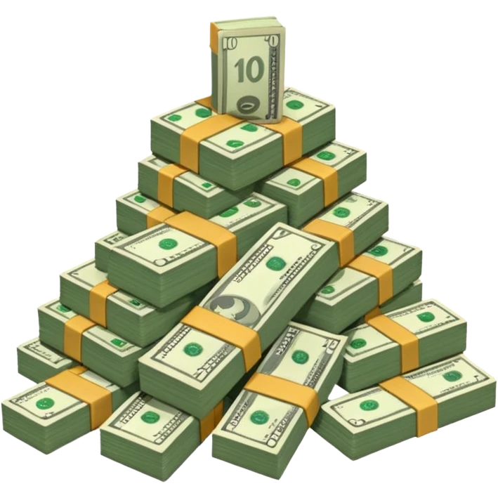 cash pile, make bills rectangular, next to a "10x" factor, looking like 10x CASH PILE emoji