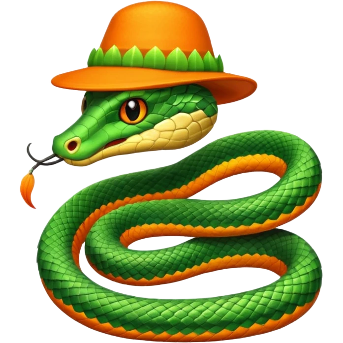 snake with orange feathered hats emoji