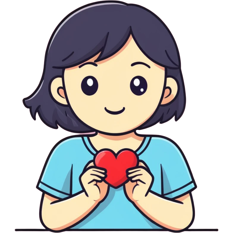 Girl with a heart emoji